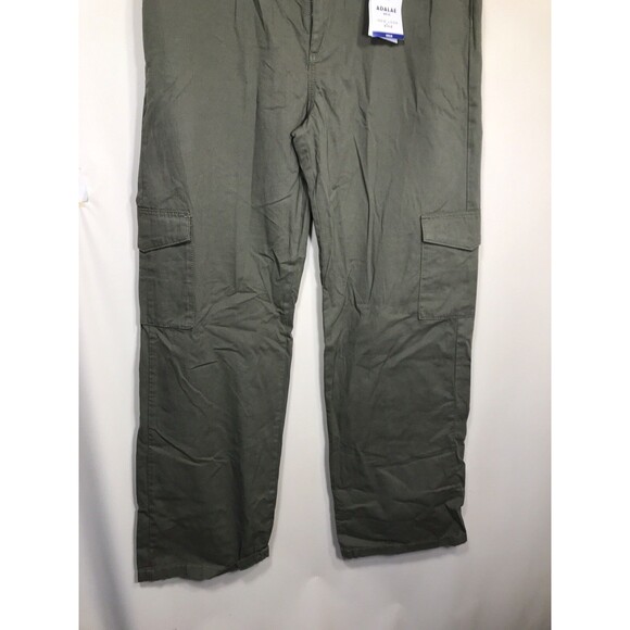 Adalae Womens Wide Leg Jeans Green Pockets Size 12 Cargo - Picture 2 of 12